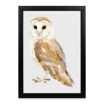 Owl portrait in earth tones - Framed poster (27 × 37 cm) - black - Front