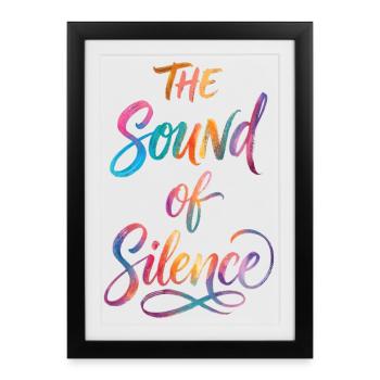 Der Klang der Stille – farbenfroher Text Malen - Gerahmtes Poster (27 × 37 cm) - Schwarz - Vorne