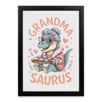 Grandmasaurus Cute Grandmother Dinosaur Gift - Framed poster (27 × 37 cm) - black - Front