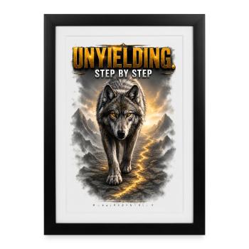 Unbreakable - Step by Step/ Wolf Design/ - Framed poster (27 × 37 cm) - black - Front