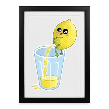 Lemon Makes Juice – Funny Cartoon - Framed poster (27 × 37 cm) - black - Front