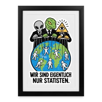 Oben lachen sie sich kaputt - Gerahmtes Poster (27 × 37 cm) - Schwarz - Vorne