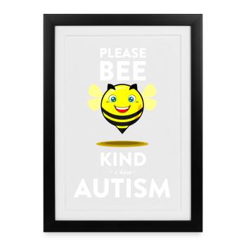 Bee with a message for autism - Framed poster (27 × 37 cm) - black - Front