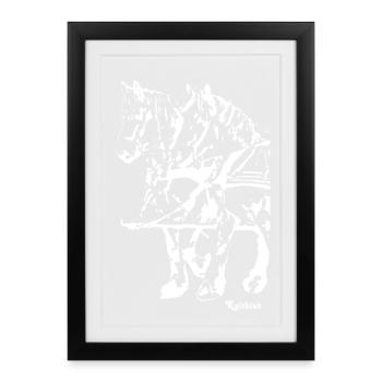gespannkaltblutweiss - Gerahmtes Poster (27 × 37 cm) - Schwarz - Vorne