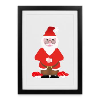 Père Noël aux Champignons Magiques - Affiche encadrée (27 × 37 cm) - noir - Devant