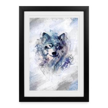 Wolf dans la tempête grey version - Affiche encadrée (27 × 37 cm) - noir - Devant