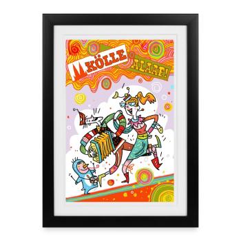 Festival des couleurs du Carnaval de Cologne Alaaf - Affiche encadrée (27 × 37 cm) - noir - Devant
