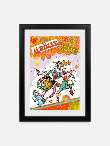 Kölner Karneval Farbenfest Alaaf - Gerahmtes Poster (27 × 37 cm) - Schwarz