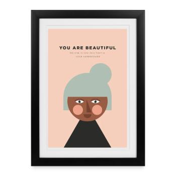 TU ES BELLE - Affiche encadrée (27 × 37 cm) - noir - Devant