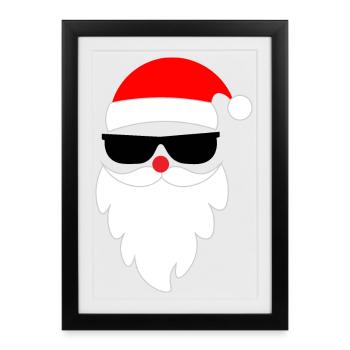Père Noël cool Père Noël - Affiche encadrée (27 × 37 cm) - noir - Devant