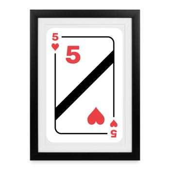 Heart Five Playing Card Poker Card - Framed poster (27 × 37 cm) - black - Front
