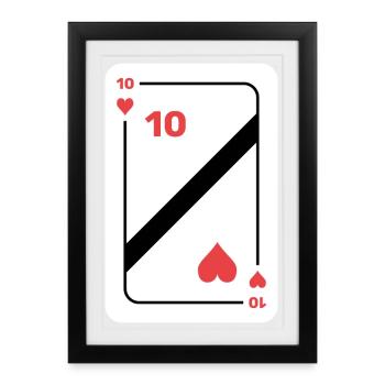 Heart Ten Playing Card Poker Card - Framed poster (27 × 37 cm) - black - Front