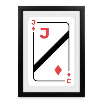Jack of Diamonds Playing Card Poker Card - Framed poster (27 × 37 cm) - black - Front