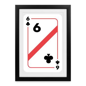 Cross Six Playing Card Poker Card - Framed poster (27 × 37 cm) - black - Front
