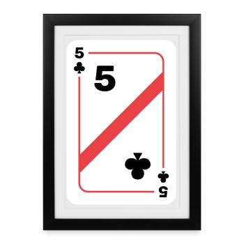 Clubs Five Playing Card Poker Card - Framed poster (27 × 37 cm) - black - Front
