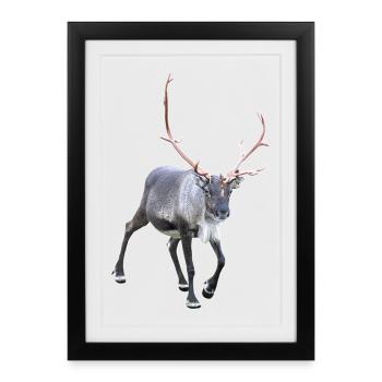 Taureau renne moderne avec grande couronne de corne - Affiche encadrée (27 × 37 cm) - noir - Devant