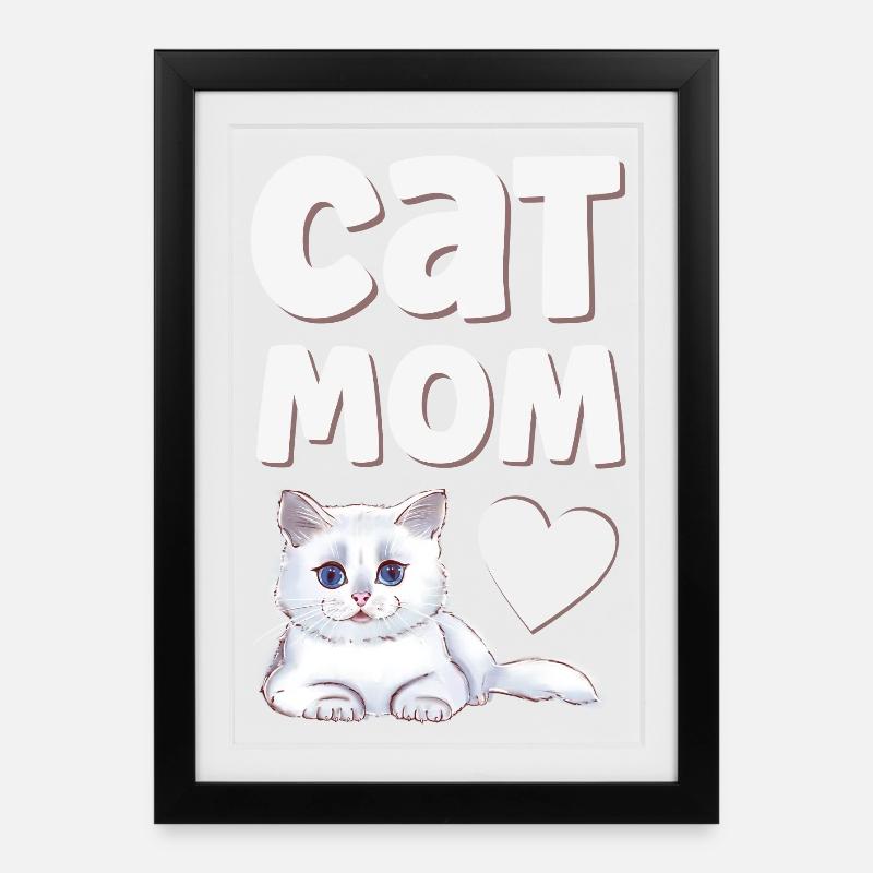 Katze Katzen - Gerahmtes Poster (27 × 37 cm) - Schwarz