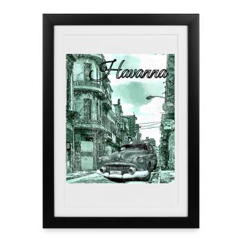 La Havane Cuba - Affiche encadrée (27 × 37 cm) - noir - Devant
