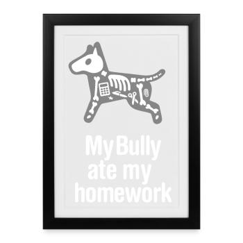 Drôle anglais Bull Terrier chien Bully Enfant Chien - Affiche encadrée (27 × 37 cm) - noir - Devant