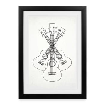 Ukulele LineArt black - Poster - Framed poster (27 × 37 cm) - black - Front