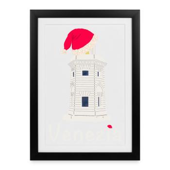 Christmas Venice Lighthouse SanGiorgio Maggiore - Framed poster (27 × 37 cm) - black - Front