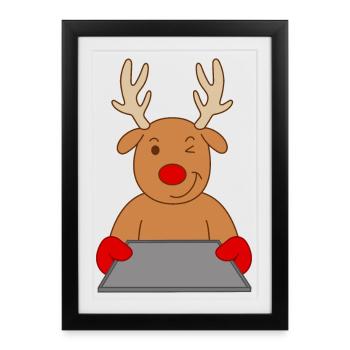Boulanger de renne Pâtisserie Noël Biscuits de cuisson - Affiche encadrée (27 × 37 cm) - noir - Devant