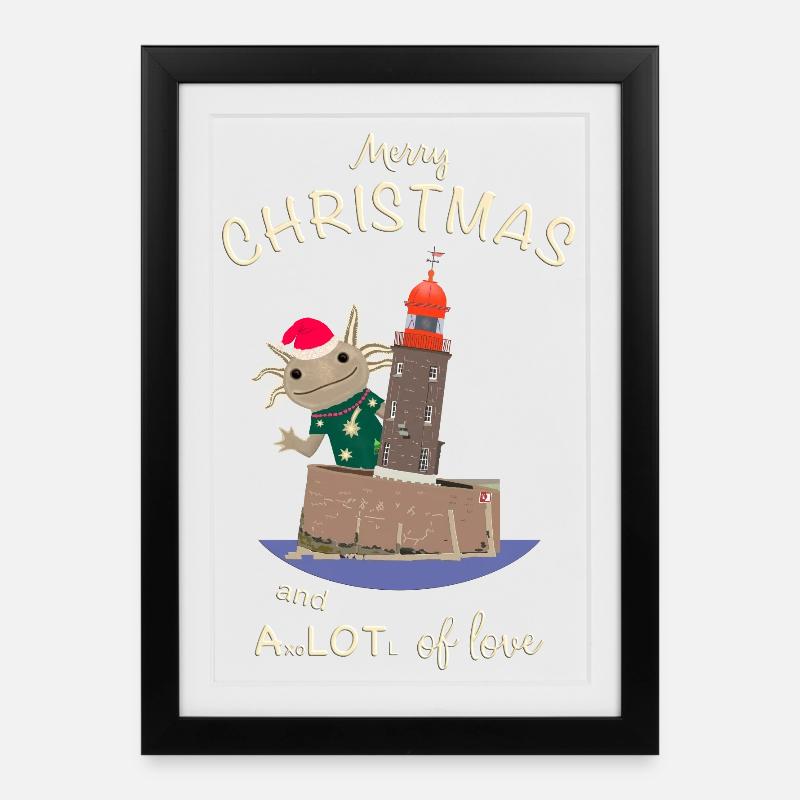 Weihnachten, Axolotl, Bremerhaven - Gerahmtes Poster (27 × 37 cm) - Schwarz