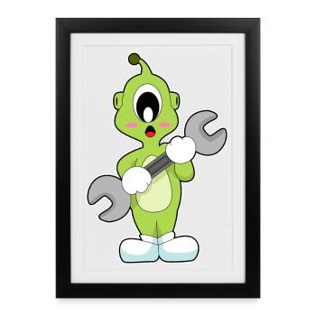 Alien Mechanic Wrench - Framed poster (27 × 37 cm) - black - Front