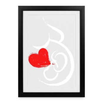 Grossesse Bébé Coeur Bébé Ventre Grossesse - Affiche encadrée (27 × 37 cm) - noir - Devant