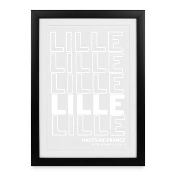 Patron de lettrage de Lille HautsdeFrance - Affiche encadrée (27 × 37 cm) - noir - Devant