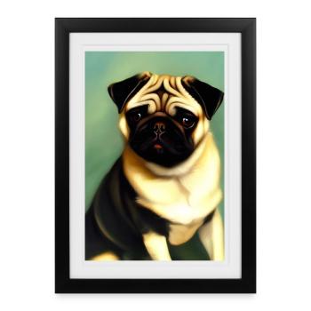 Chien carlin - Affiche encadrée (27 × 37 cm) - noir - Devant