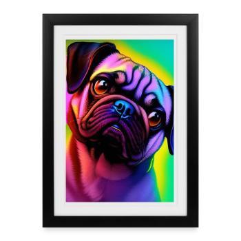 Chien carlin - Affiche encadrée (27 × 37 cm) - noir - Devant