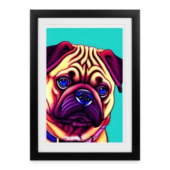Chien carlin - Affiche encadrée (27 × 37 cm) - noir - Devant