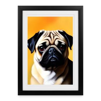 Chien carlin - Affiche encadrée (27 × 37 cm) - noir - Devant
