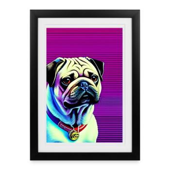 Chien carlin - Affiche encadrée (27 × 37 cm) - noir - Devant