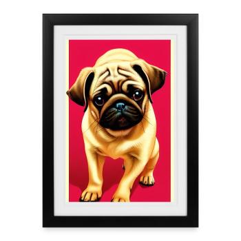 Chien carlin - Affiche encadrée (27 × 37 cm) - noir - Devant