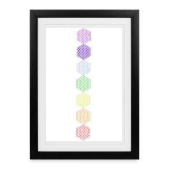 Fleur de Vie - 5ème Dimension - Affiche 7 Chakras - Affiche encadrée (27 × 37 cm) - noir - Devant