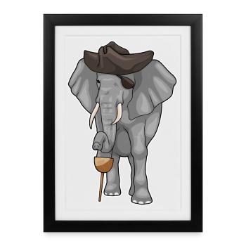 Elephant Pirate Wooden Leg Eye Patch - Framed poster (27 × 37 cm) - black - Front