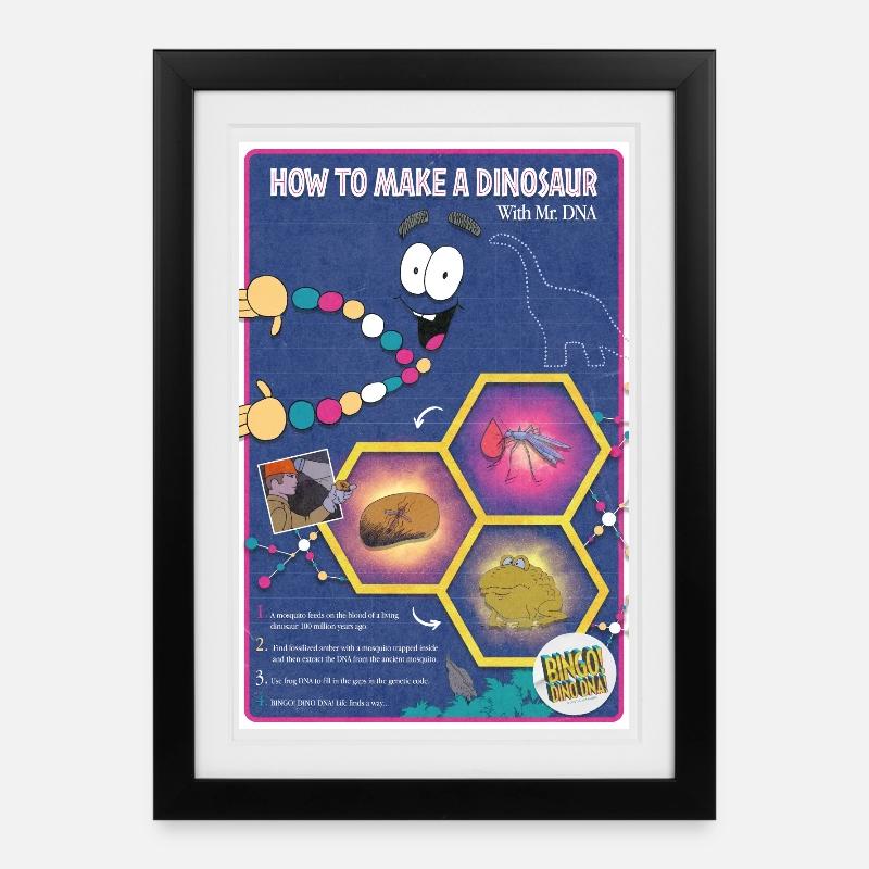 Jurassic Park How To Make A Dinosaur - Affiche encadrée (27 × 37 cm) - noir