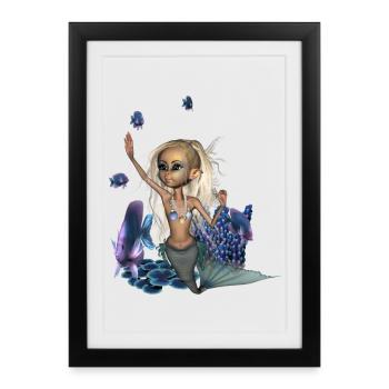 Douce petite sirène - Affiche encadrée (27 × 37 cm) - noir - Devant