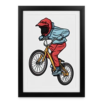 Drôle de garçon de BMX - Affiche encadrée (27 × 37 cm) - noir - Devant