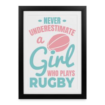 Rugby Player Girls - Framed poster (27 × 37 cm) - black - Front