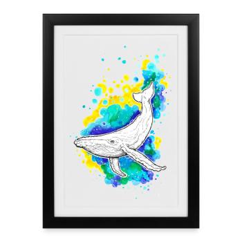 Baleine à bosse - Affiche encadrée (27 × 37 cm) - noir - Devant