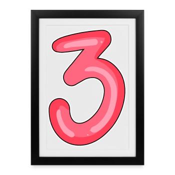 3 - Three - Framed poster (27 × 37 cm) - black - Front