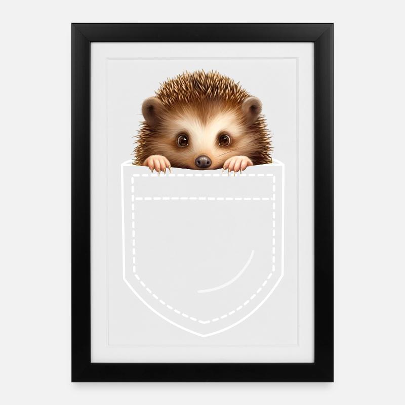 Igel - Gerahmtes Poster (27 × 37 cm) - Schwarz