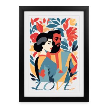 Art abstrait homme et femme - Affiche encadrée (27 × 37 cm) - noir - Devant