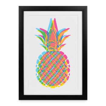ANANAS flou dans les couleurs pastel - Affiche encadrée (27 × 37 cm) - noir - Devant