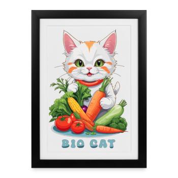 Chat Bio - Affiche encadrée (27 × 37 cm) - noir - Devant