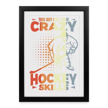 Petit joueur de hockey sur glace - Affiche encadrée (27 × 37 cm) - noir - Devant