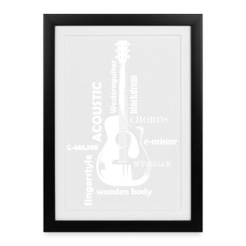 Guitare Illustration Typographie Western Logo - Affiche encadrée (27 × 37 cm) - noir - Devant